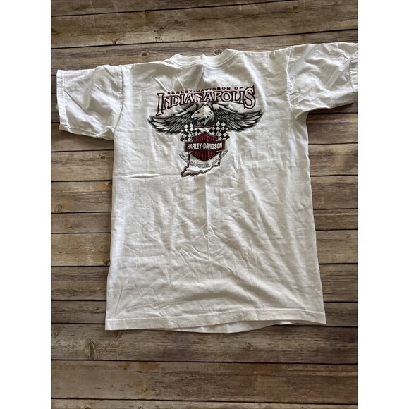 Vintage Harley Davidson T-Shirt Mens Indianapolis Motorcycles Eagle Flag 2006 - Picture 6 of 8